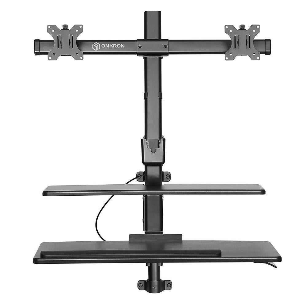 ONKRON sit-stand Workstation with Dual Monitor Mounts for 17" - 27 Inch Monitors hight adjustable W4GD