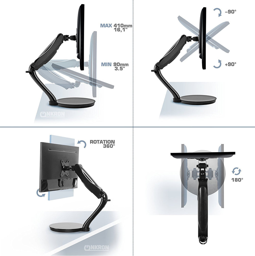 ONKRON Free Standing Monitor Desk Mount for 13 to 27-Inch LCD LED Flat Screens up to 13.2 lbs G80FS