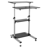 ONKRON Mobile Stand Up Desk Height Adjustable Computer Workstation Sit Stand Desk Cart with Keyboard Tray W1R
