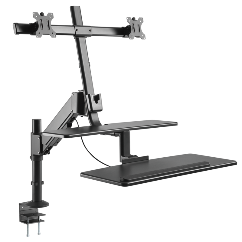 ONKRON sit-stand Workstation with Dual Monitor Mounts for 17" - 27 Inch Monitors hight adjustable W4GD