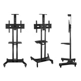 ONKRON Mobile TV Cart TV Stand w/Mount for Most 40” to 70” Flat Screens up to 100 lbs, TS15-52 Black