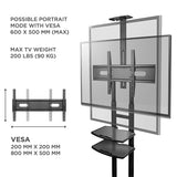 ONKRON Mobile TV Stand TV Cart for 55''– 83'' screens up to 200 lbs Universal TV Cart with Wheels TS18-81 Black